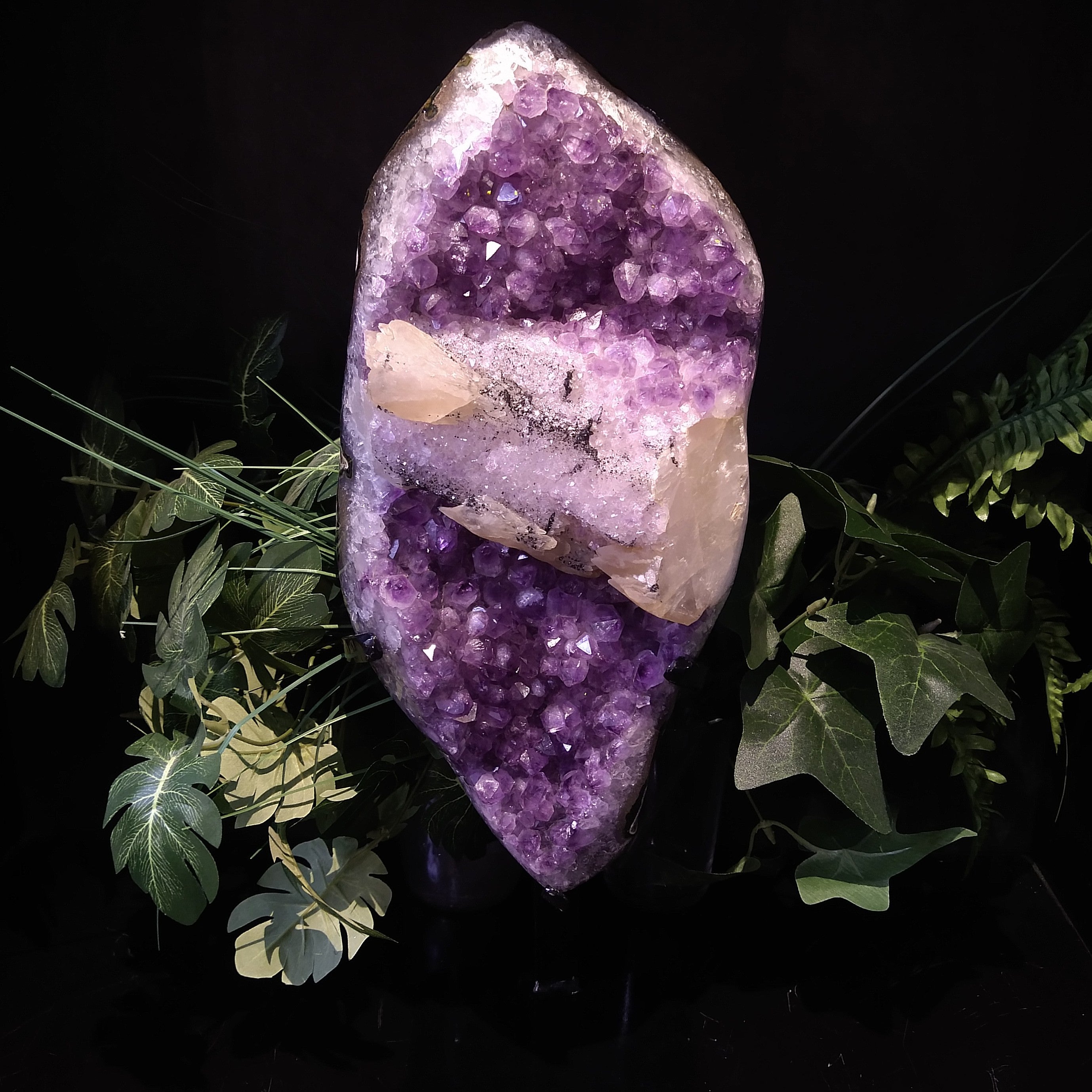 AM-19301 Amethyst with Calcite on stand