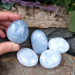 CAL-257A Small Blue Calcite Palm Stone