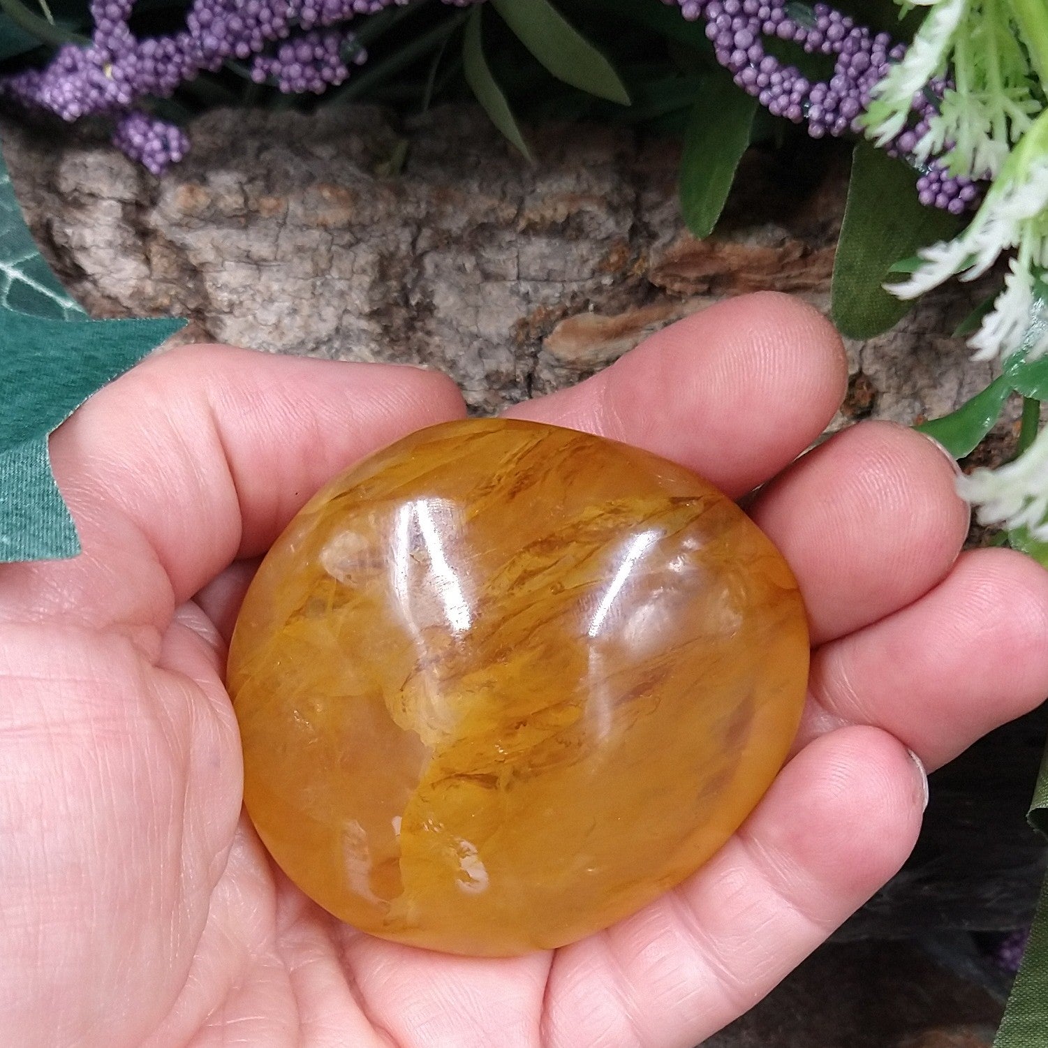 GHQ-5 Golden Healer Quartz Palm Stone