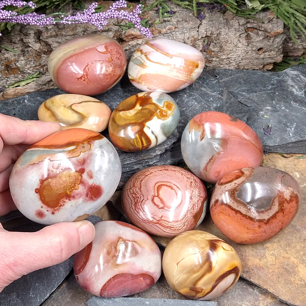 JSP-64A Polychrome Jasper Palm Stone 0.41 lb