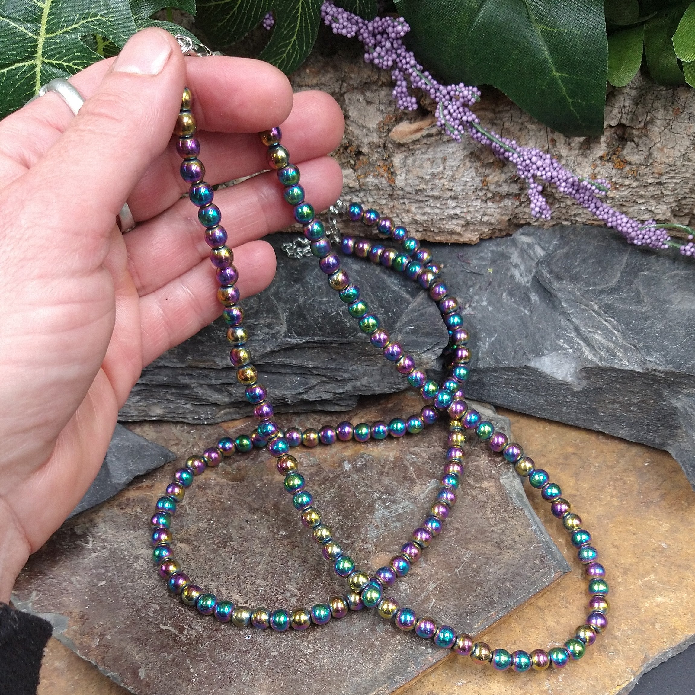 JW-HM25 Rainbow Hematite Necklace