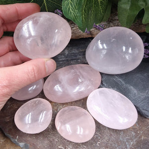 RQ-172H Mini Rose Quartz Palm Stone