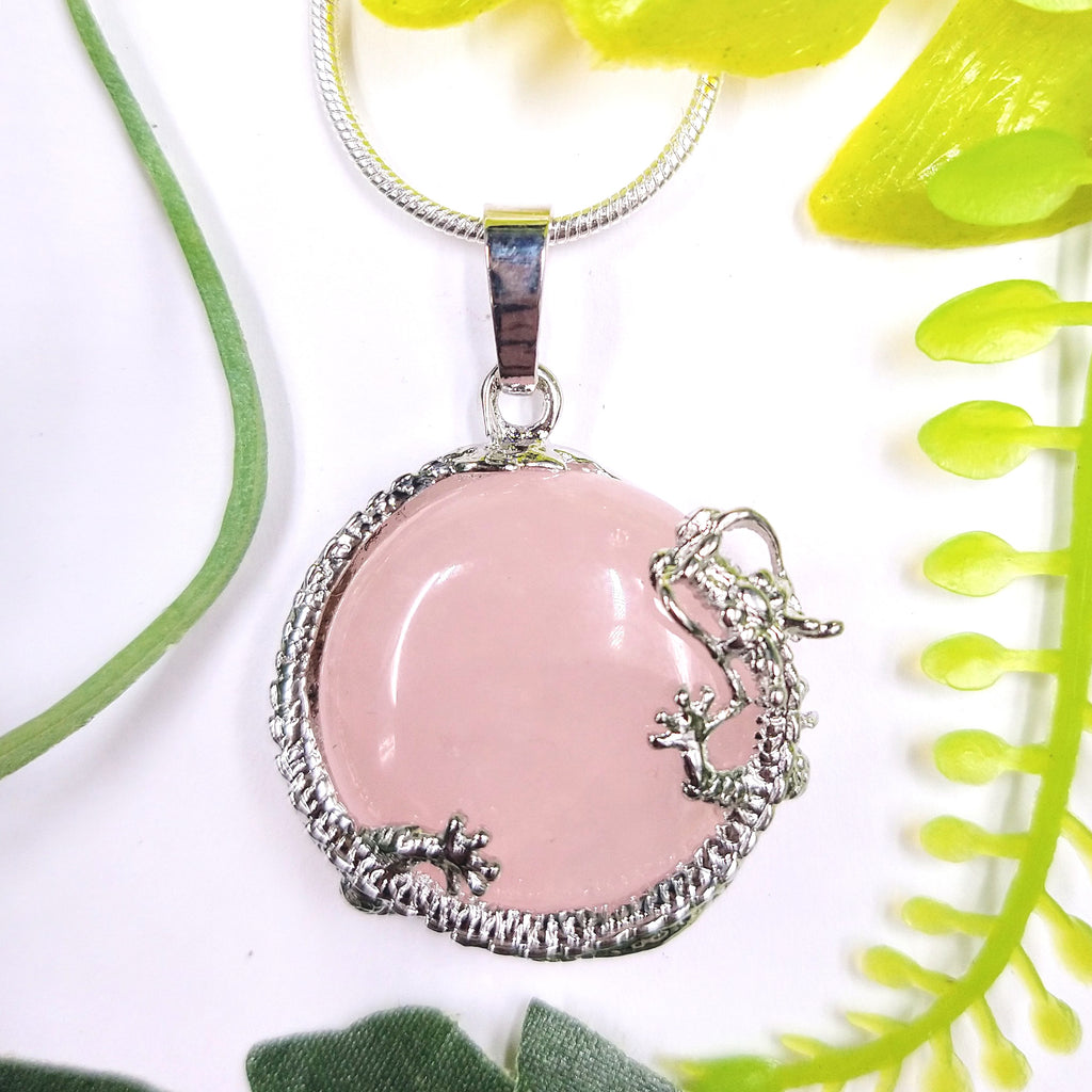 RQ-215 Rose Quartz Dragon Pendant