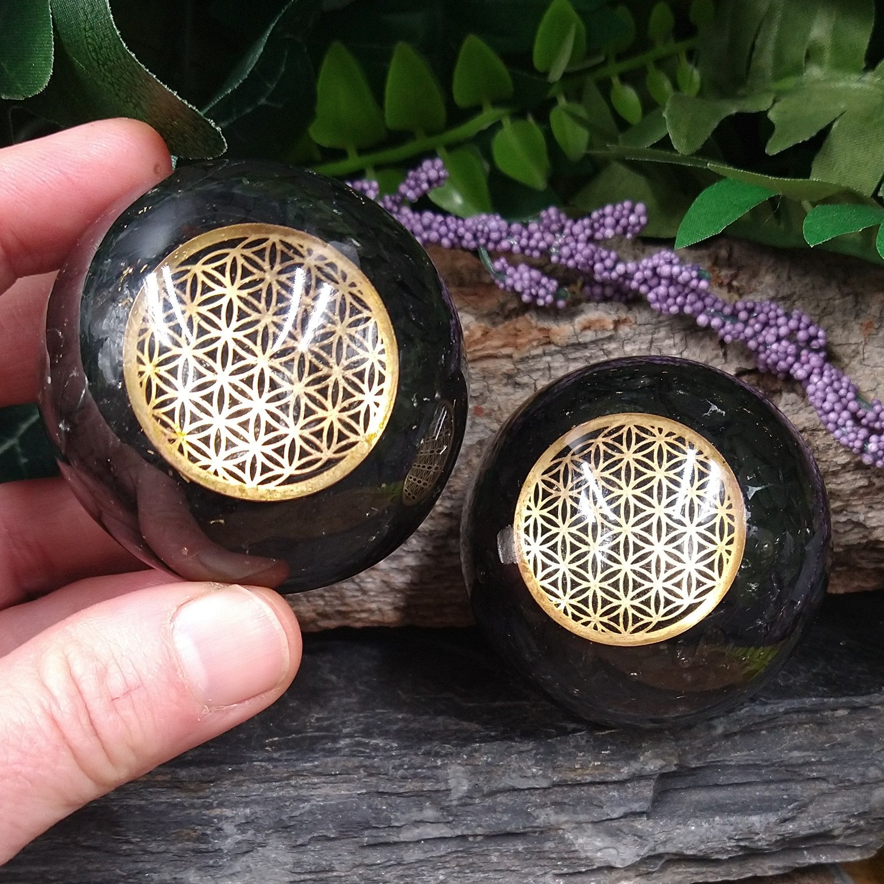 SH-60 Shungite Flower of Life Orgone Sphere