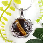 TE-36 Gold Tiger Eye Dragon Pendant