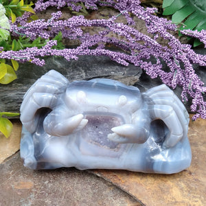 #AG-261 Agate Crab Carving with Lavender Amethyst Cavity