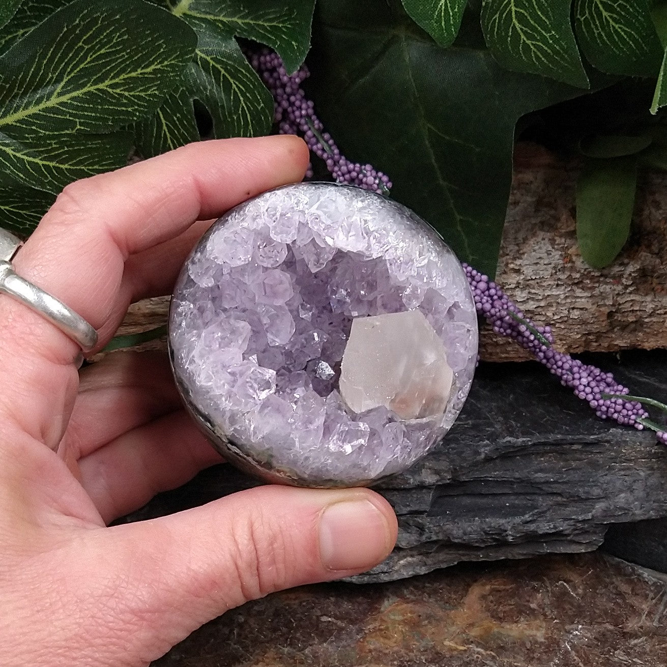 AM-2175 Amethyst Sphere with Calcite