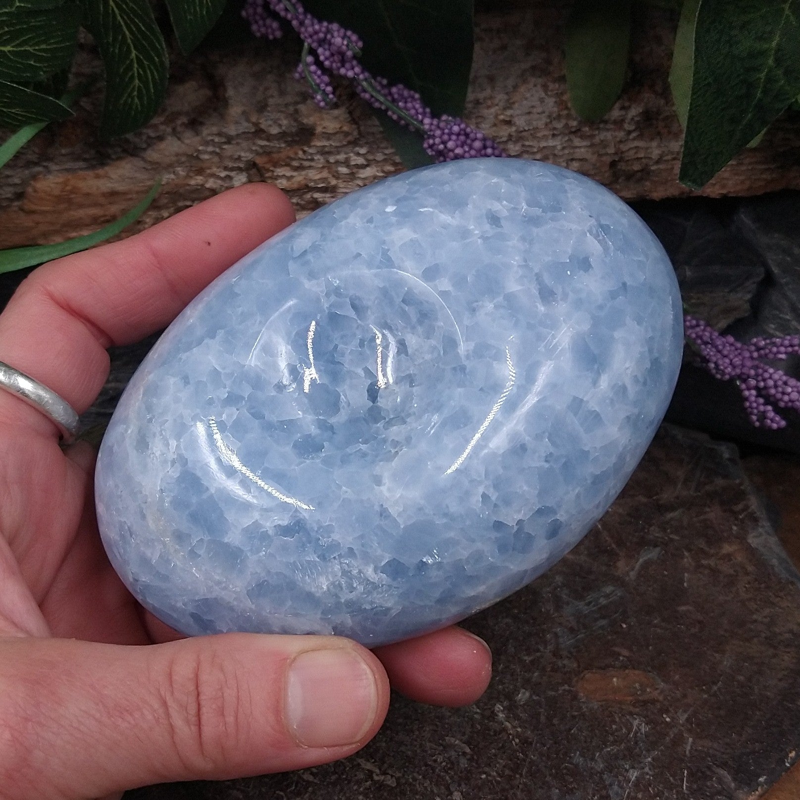 CAL-224 Blue Calcite Sphere Base