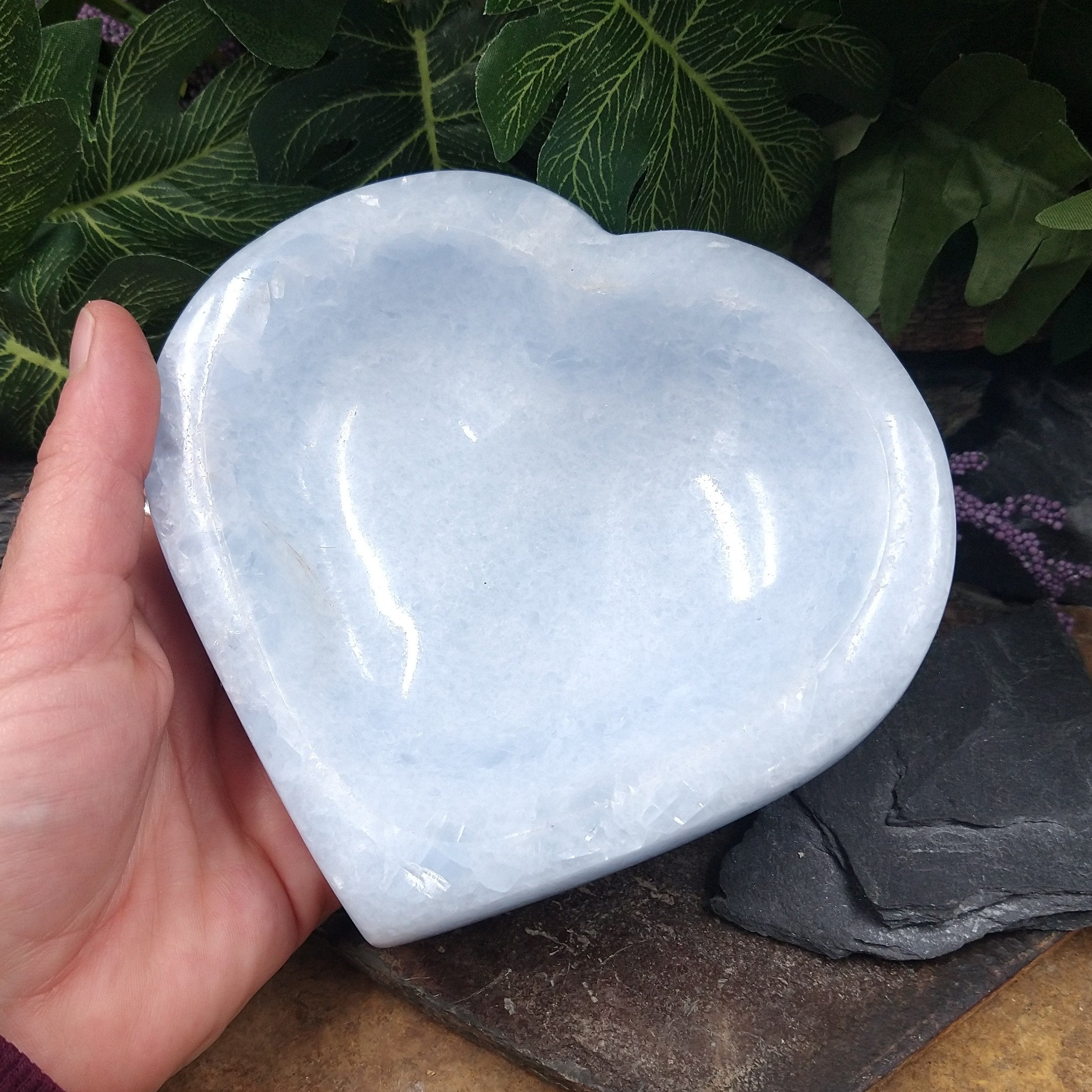 CAL-232 Blue Calcite Heart Bowl
