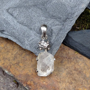 #HK-376 Herkimer Diamond & Meteorite Pendant