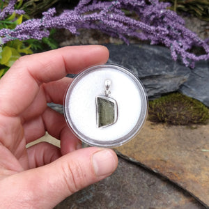 #MO-103 Small Moldavite Pendant set in Sterling Silver
