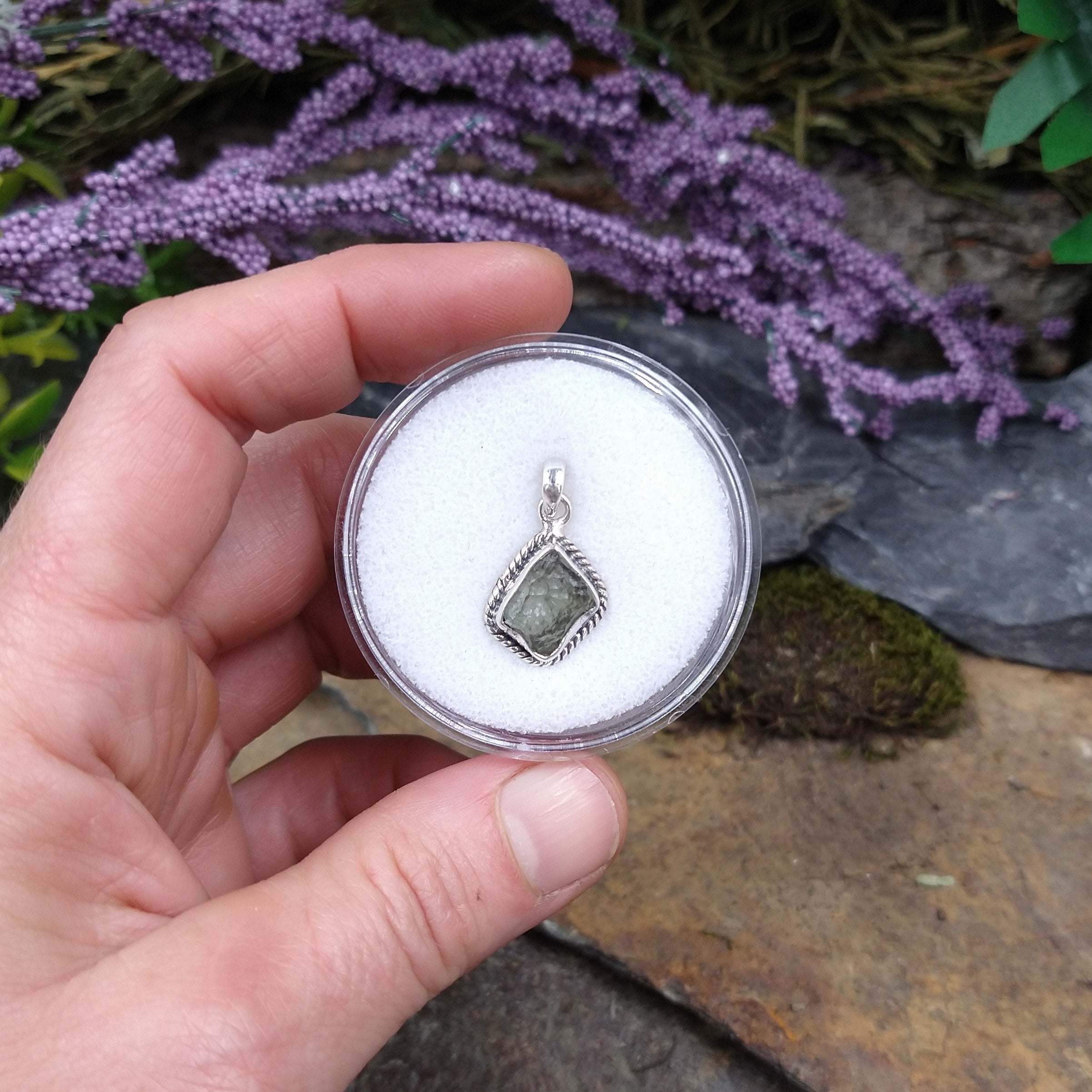 #MO-105 Small Moldavite Pendant set in Sterling Silver