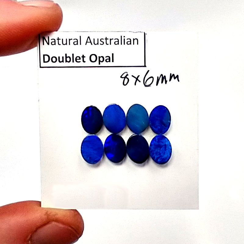 #OP-376 Blue Opal Doublets 2pcs