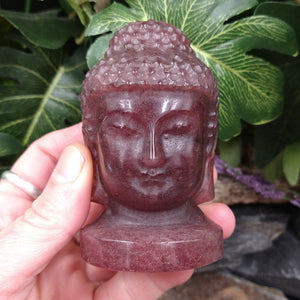 Q-5205 Strawberry Quartz Carved Buddha