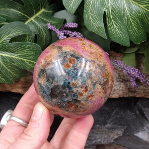 #RH-37 Unique Rhodonite Apatite and Garnet Sphere