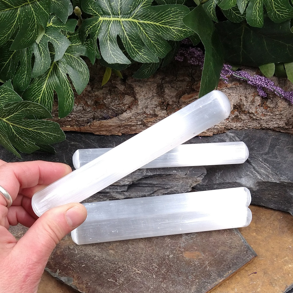 #SEL-117 Selenite polished wand rounded