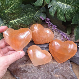 SEL-130 Peach Selenite Hearts