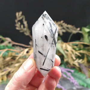 #TC-582 Black Tourmalinated Quartz Crystal